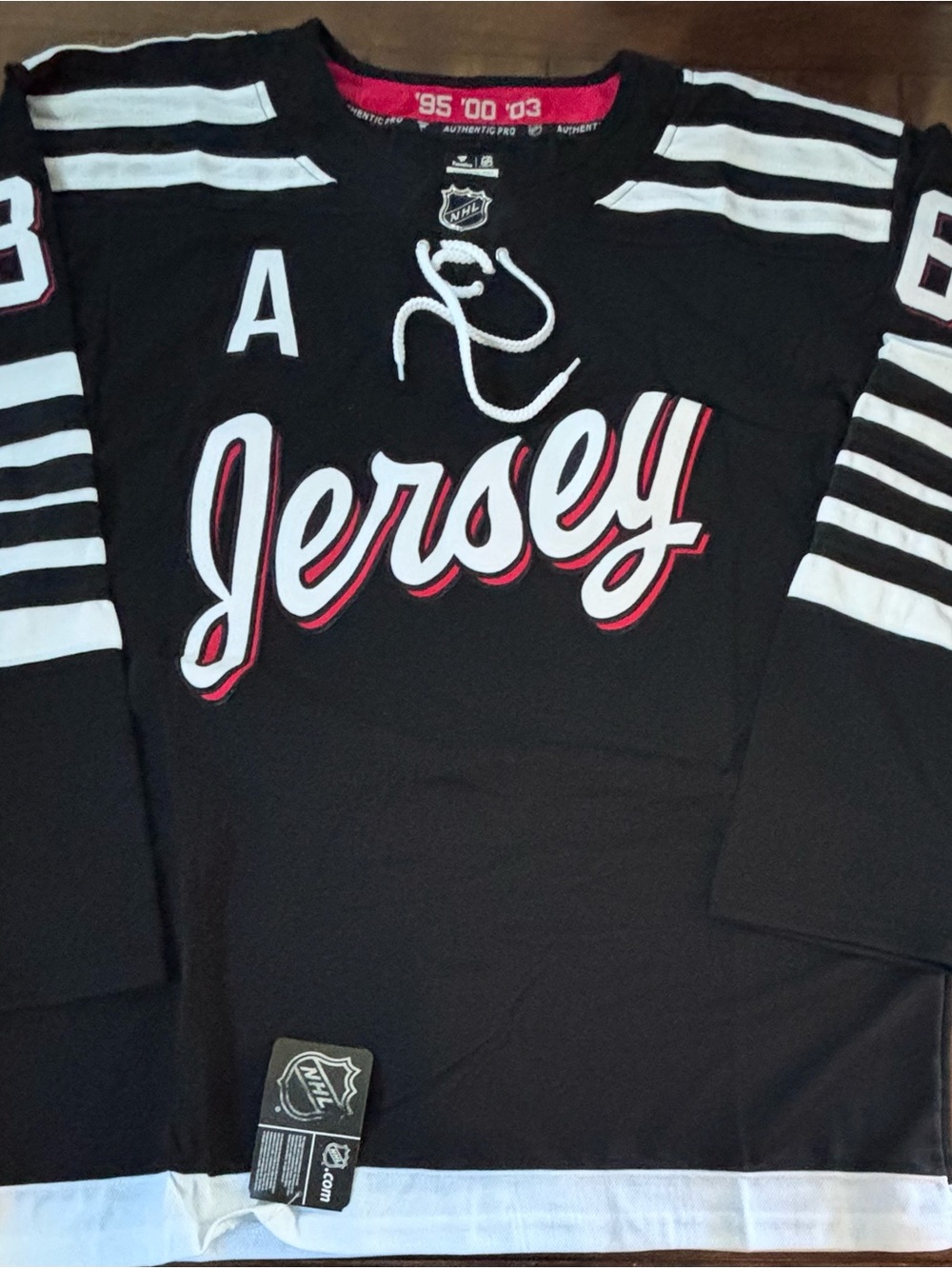 New Jersey Devils Jack Hughes  Alternate Black Jersey Adult Large (52) NWT